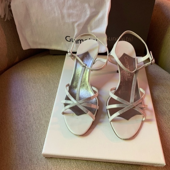 Gunmetal White & Silver Strappy 3” Sandals EU 38 - Picture 2 of 11